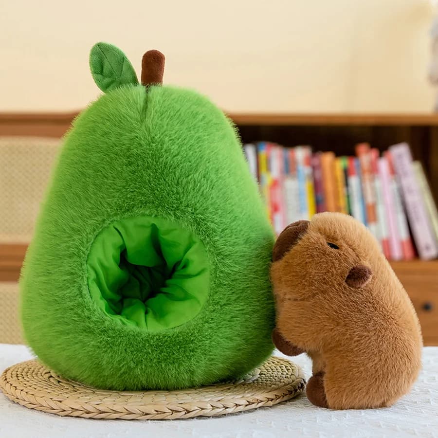 Avocado capybara pillow