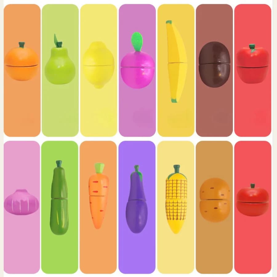 Wooden vegetable play set