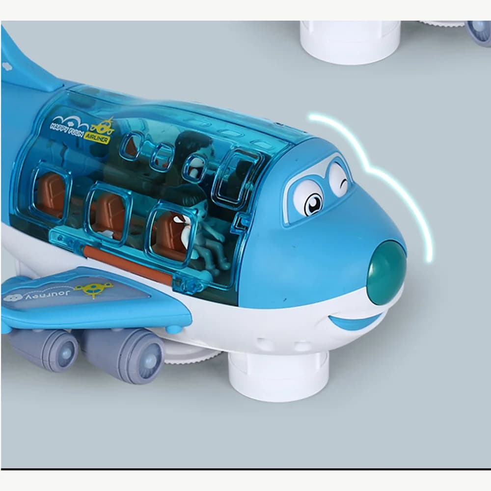 Bump-and-go light-up airplane