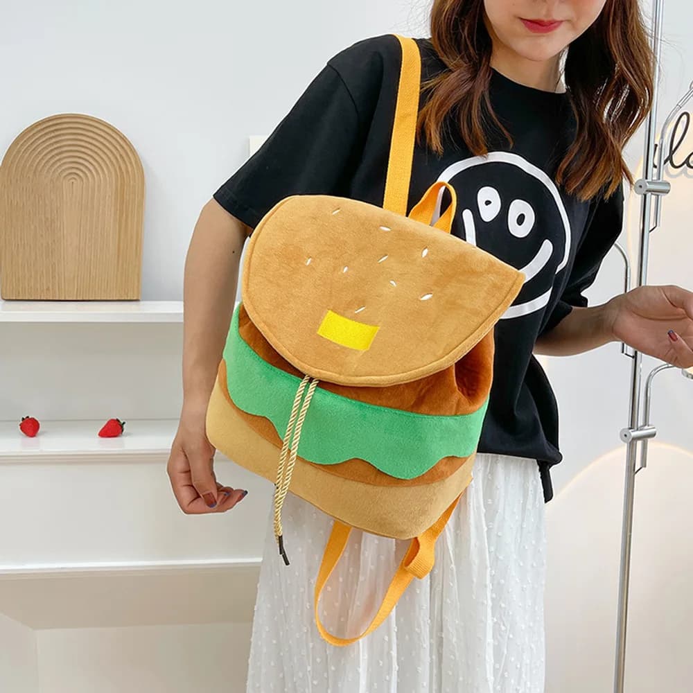 Hamburger plush mini backpack