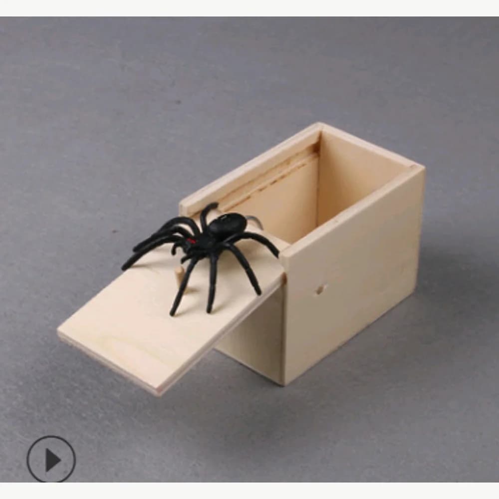 Wooden surprise spider box